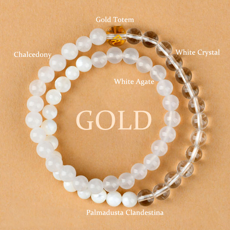 KarmaRipple's Five Elements Various Agate Gemstone Chalcedony Ivory Gemstone Ivory Agate Fortune Bracelet p39