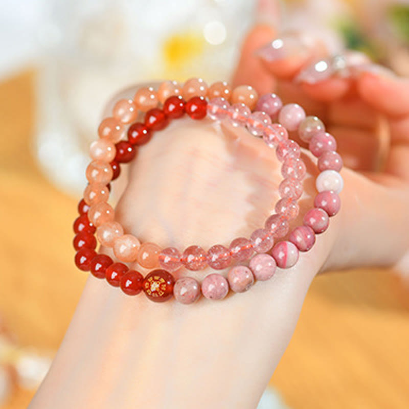 KarmaRipple's Five Elements Various Agate Gemstone Chalcedony Ivory Gemstone Ivory Agate Fortune Bracelet p32