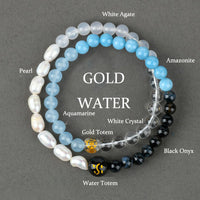 Bracelet de fortune en agate et onyx noir avec perles et pierres précieuses en ivoire et agate ivoire de KarmaRipple