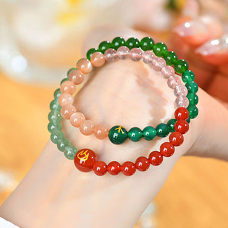 KarmaRipple's Five Elements Various Agate Gemstone Pearl Black Onyx Ivory Agate Ivory Gemstone Fortune Bracelet p18