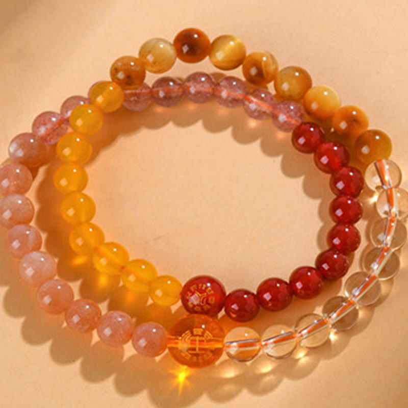 KarmaRipple's Five Elements Various Agate Gemstone Pearl Black Onyx Ivory Agate Ivory Gemstone Fortune Bracelet p28