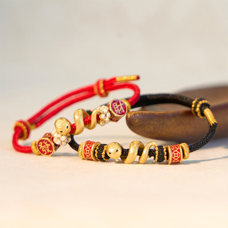 KarmaRipple's 925 Sterling Silver Year Of The Snake Golden Snake Fortune Prosperous Bracelet Pendant Necklace p7