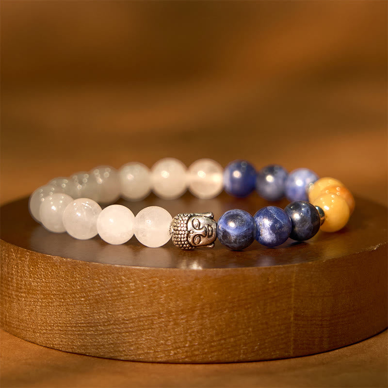 KarmaRipple's Authentic Black Onyx Ivory Stone Green Aventurine Tiger Eye Agate Mixed Color Buddha Head Protection Bracelet p3