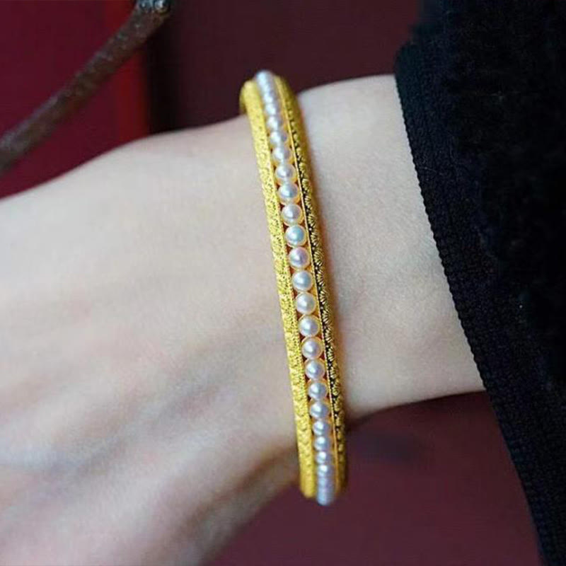 KarmaRipple's Bronze Pearl Balancing Cuff Half Bracelet Bangle p14