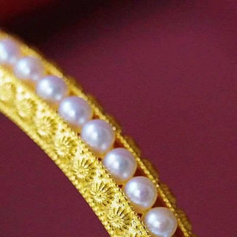 KarmaRipple's Bronze Pearl Balancing Cuff Half Bracelet Bangle p9