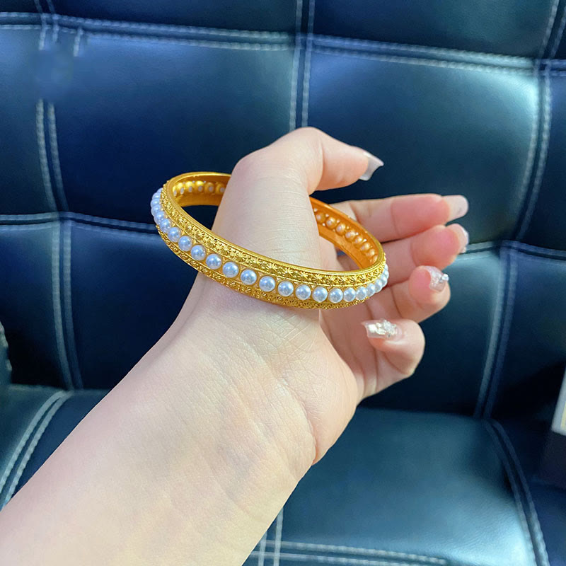 KarmaRipple's Bronze Pearl Balancing Cuff Half Bracelet Bangle p15