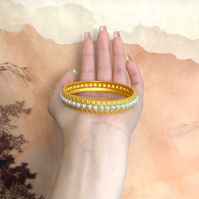 KarmaRipple's Bronze Pearl Balancing Cuff Half Bracelet Bangle p19