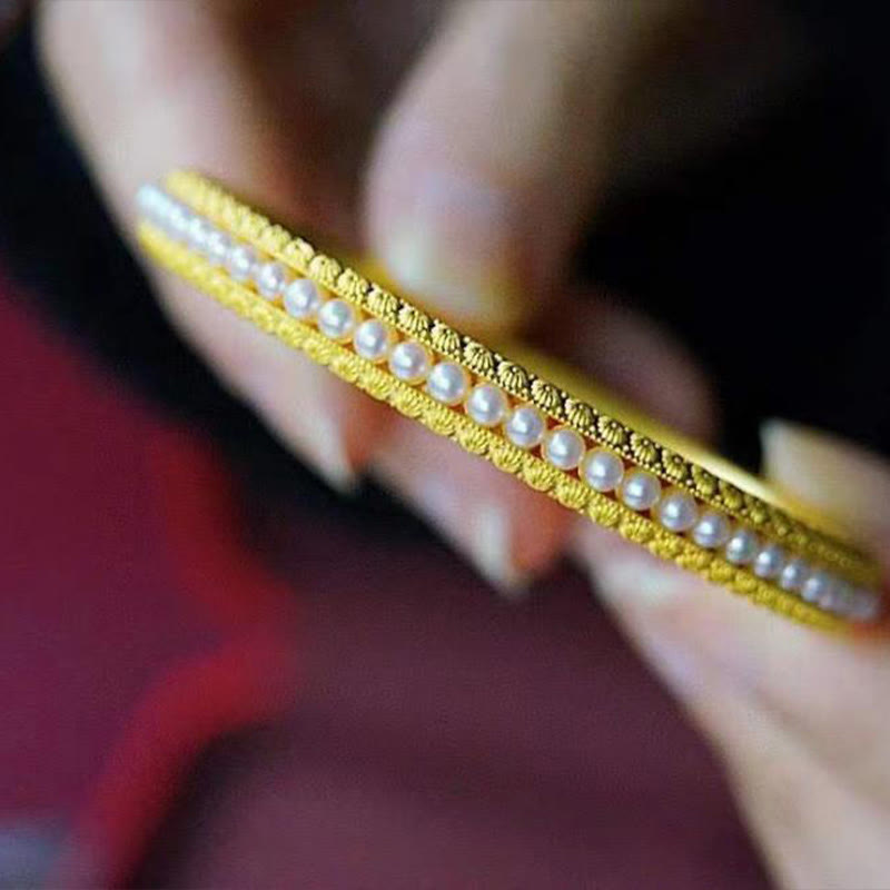 KarmaRipple's Bronze Pearl Balancing Cuff Half Bracelet Bangle p13