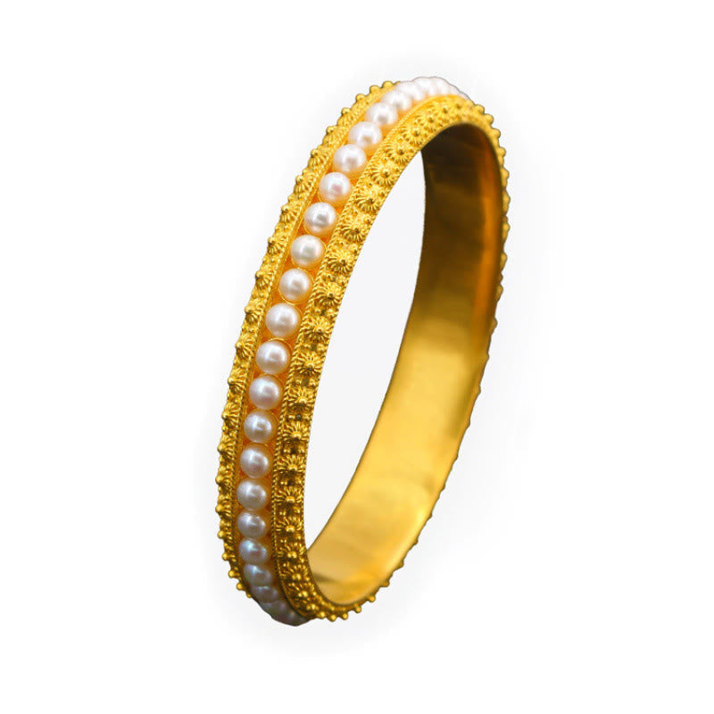 KarmaRipple's Bronze Pearl Balancing Cuff Half Bracelet Bangle p21