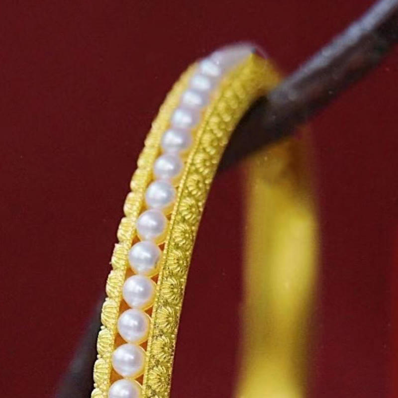 KarmaRipple's Bronze Pearl Balancing Cuff Half Bracelet Bangle p10