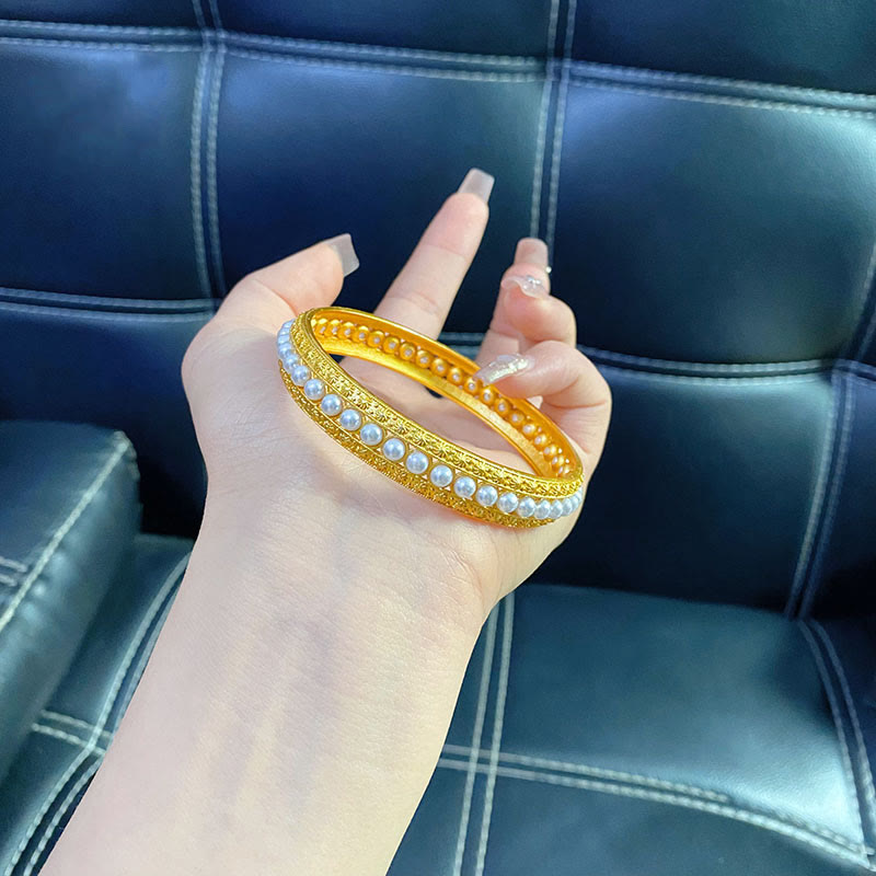 KarmaRipple's Bronze Pearl Balancing Cuff Half Bracelet Bangle p16