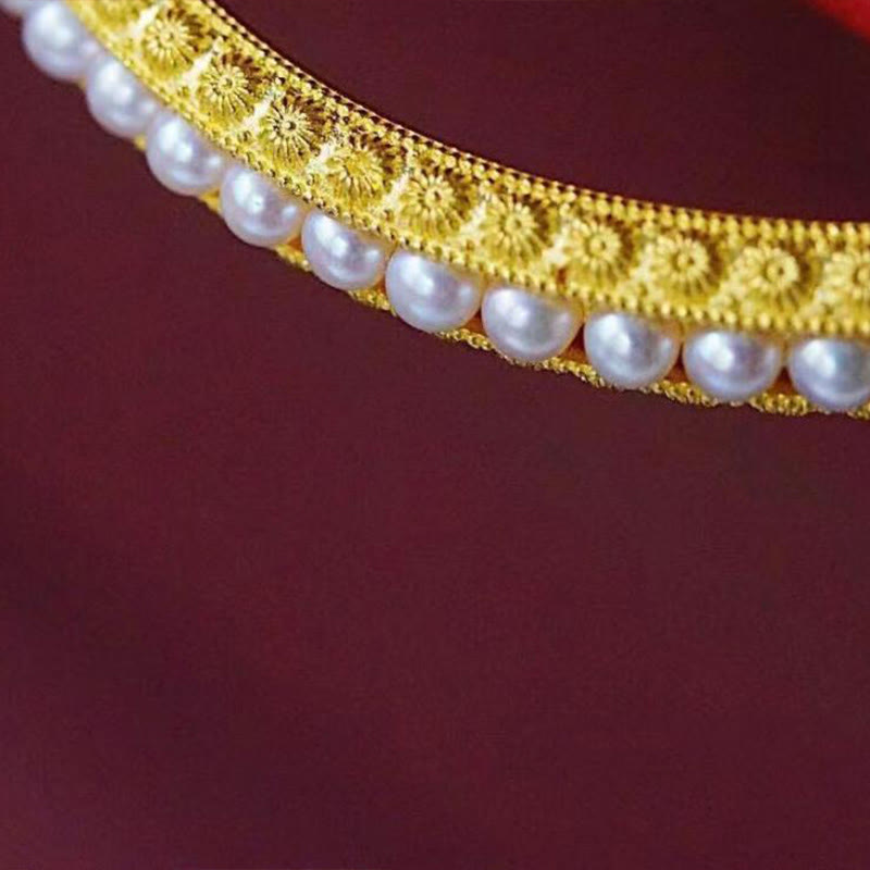 KarmaRipple's Bronze Pearl Balancing Cuff Half Bracelet Bangle p11