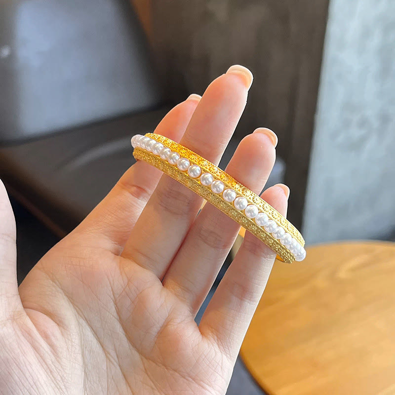 KarmaRipple's Bronze Pearl Balancing Cuff Half Bracelet Bangle p18