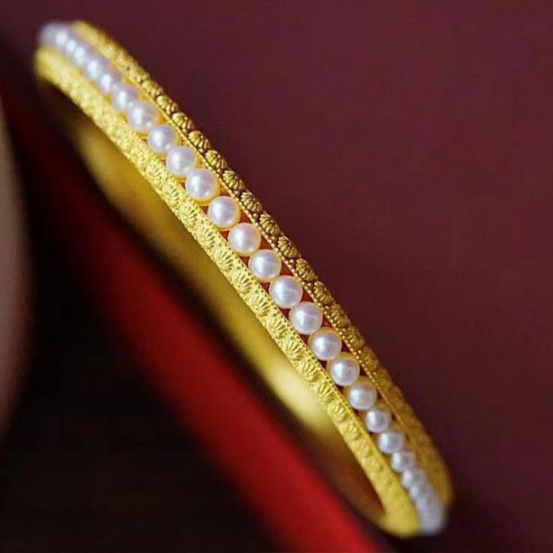 KarmaRipple's Bronze Pearl Balancing Cuff Half Bracelet Bangle p4