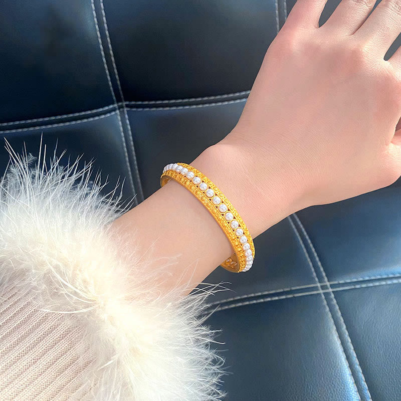 KarmaRipple's Bronze Pearl Balancing Cuff Half Bracelet Bangle p17