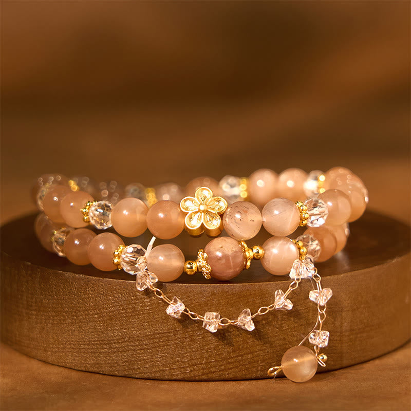 KarmaRipple's Sun Stone Gemstone Peach Blossom Wealth Double Wrap Bracelet p10