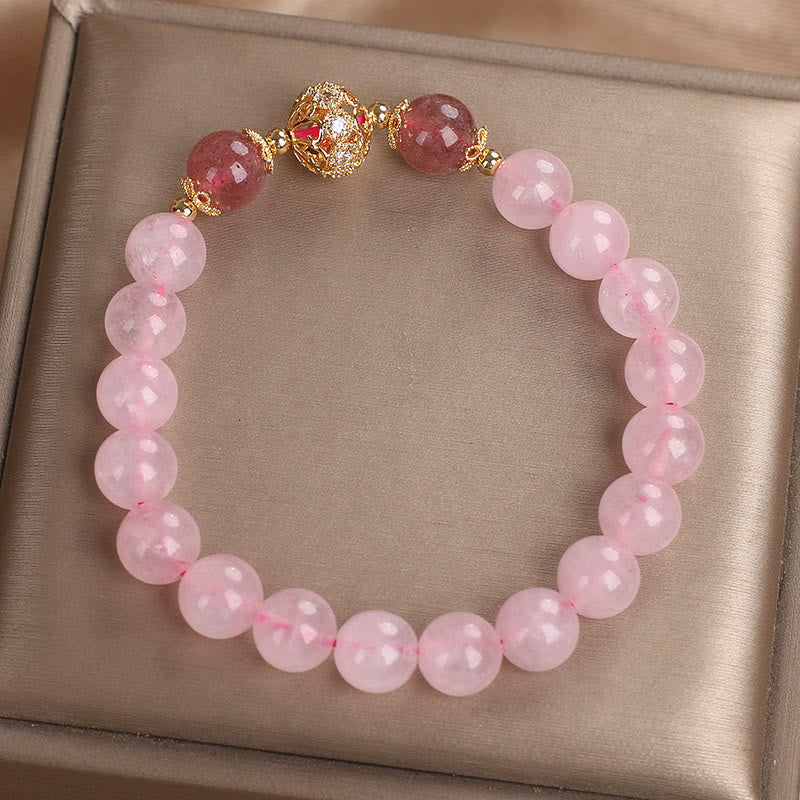 KarmaRipple's Pink Gemstone Strawberry Quartz Love Bracelet p9