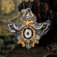Collier avec pendentif en argent sterling 925 et perle dzi Garuda Bird Tibet de KarmaRipple