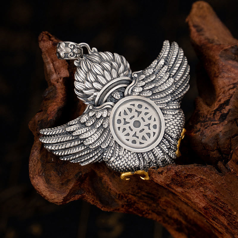 KarmaRipple's 925 Sterling Silver Tibet Garuda Bird Dzi Bead Protection Pendant Necklace p6