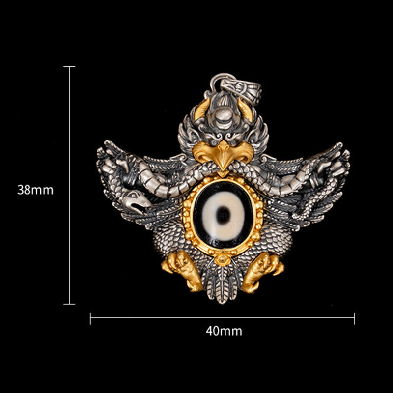 KarmaRipple's 925 Sterling Silver Tibet Garuda Bird Dzi Bead Protection Pendant Necklace p13