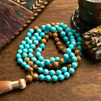 Bracelet d'équilibre à pampilles en perles de jaspe turquoise et perles de 108 Mala de KarmaRipple