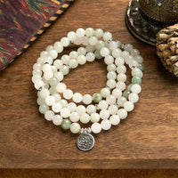 Bracelet de fortune en jade Tianshan authentique de KarmaRipple, 108 perles Mala