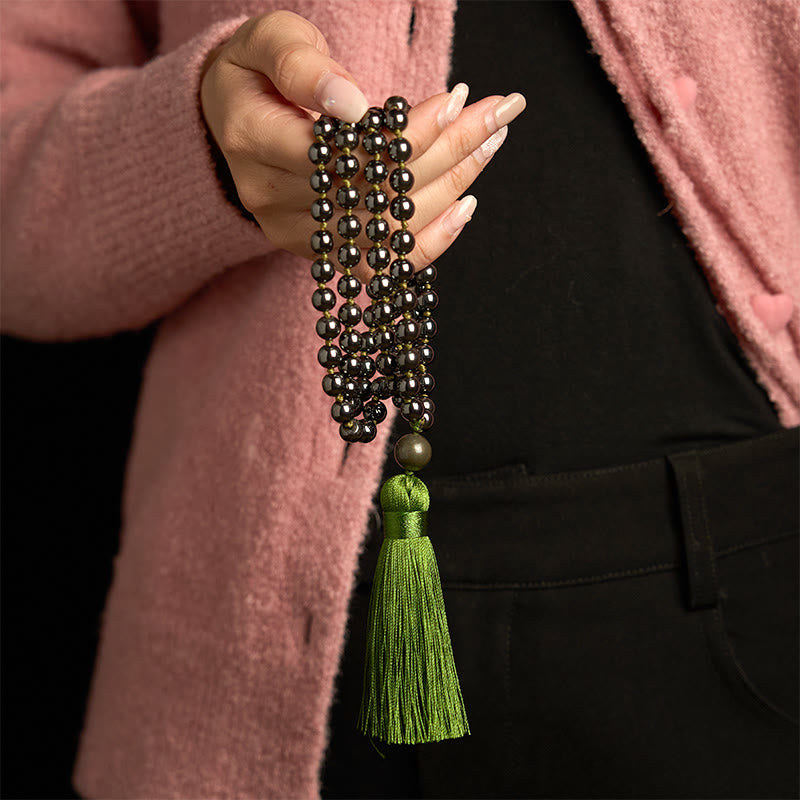 KarmaRipple's 108 Mala Beadwork Authentic Stone Hematite Tassel Powerful Bracelet p3