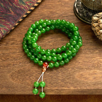 Bracelet porte-bonheur en jade cyan authentique, 108 perles Mala de KarmaRipple