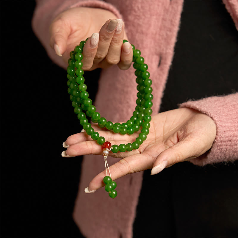 KarmaRipple's 108 Mala Beadwork Authentic Cyan Jade Fortune Bracelet p5