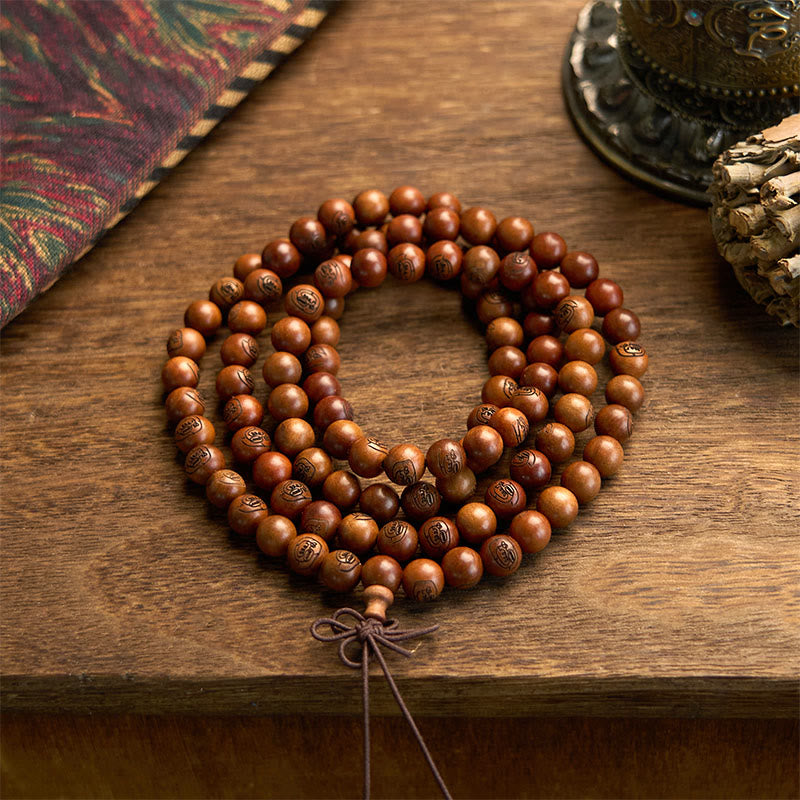 KarmaRipple's 108 Mala Beadwork Lightning Struck Jujube Wood The Golden Light Mantra Protection Bracelet p1