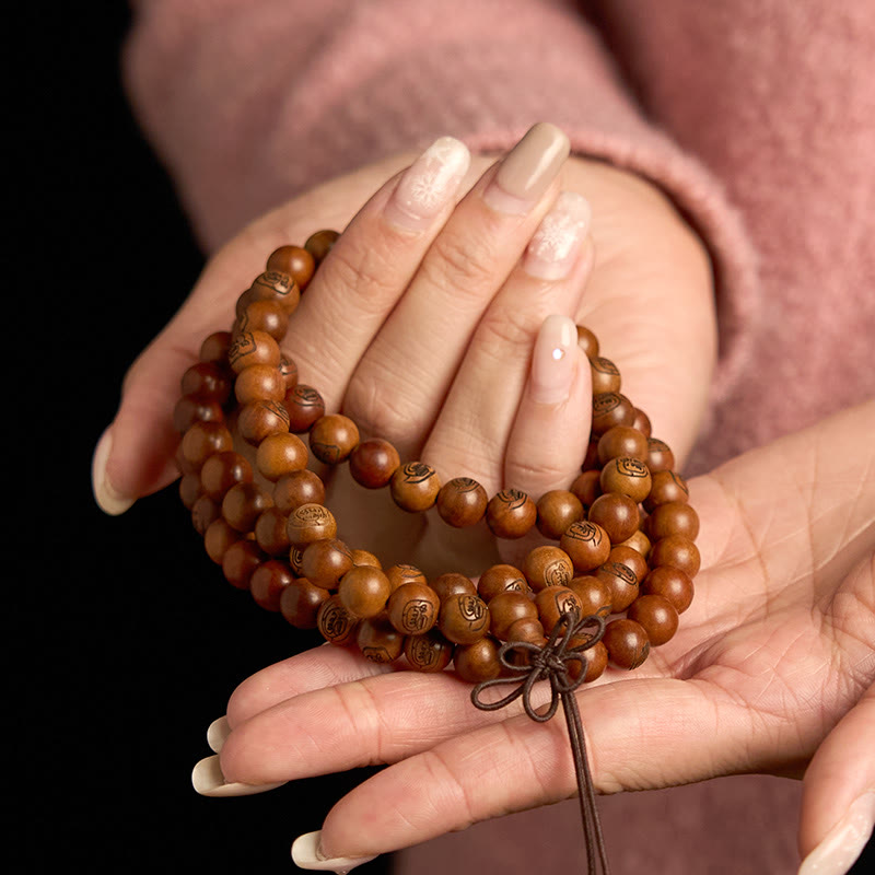 KarmaRipple's 108 Mala Beadwork Lightning Struck Jujube Wood The Golden Light Mantra Protection Bracelet p4
