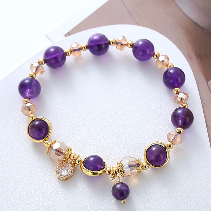 KarmaRipple's Authentic Amethyst Geometric Gemstone Meditation Bracelet p3
