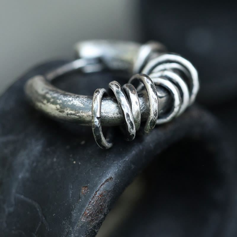 KarmaRipple's 925 Sterling Silver Hand-hammered Protection Earrings p6