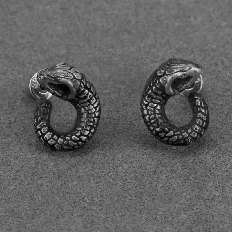 KarmaRipple's 999 Sterling Silver Snake Texture Year Of The Snake Protection Balance Earrings p6