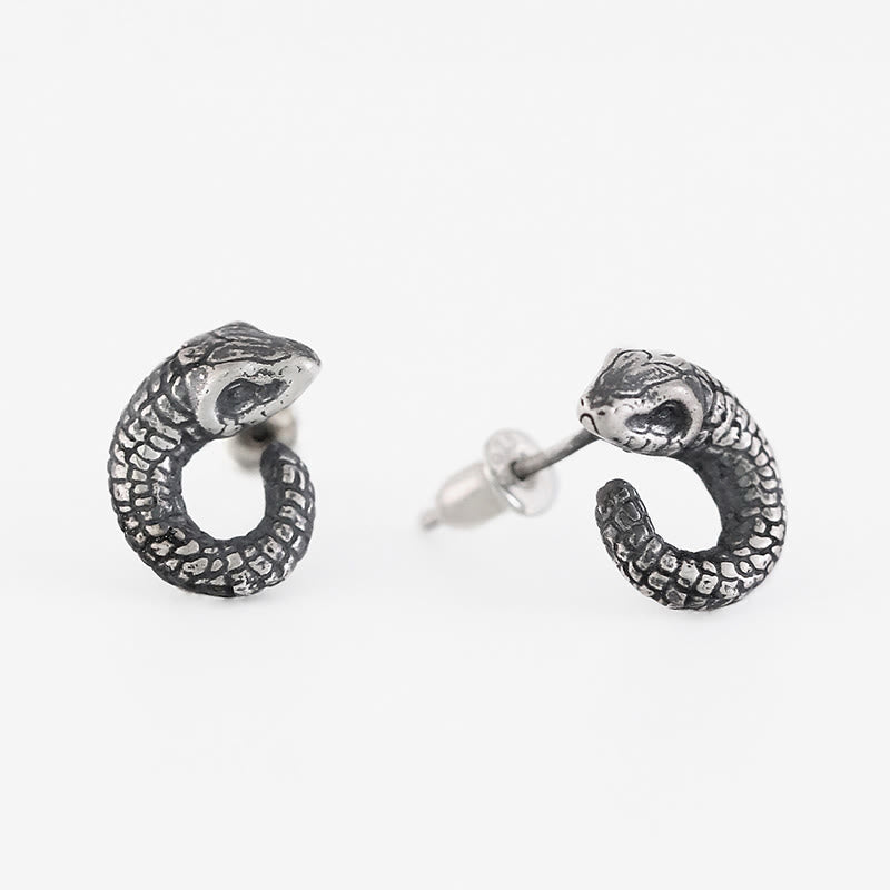 KarmaRipple's 999 Sterling Silver Snake Texture Year Of The Snake Protection Balance Earrings p13