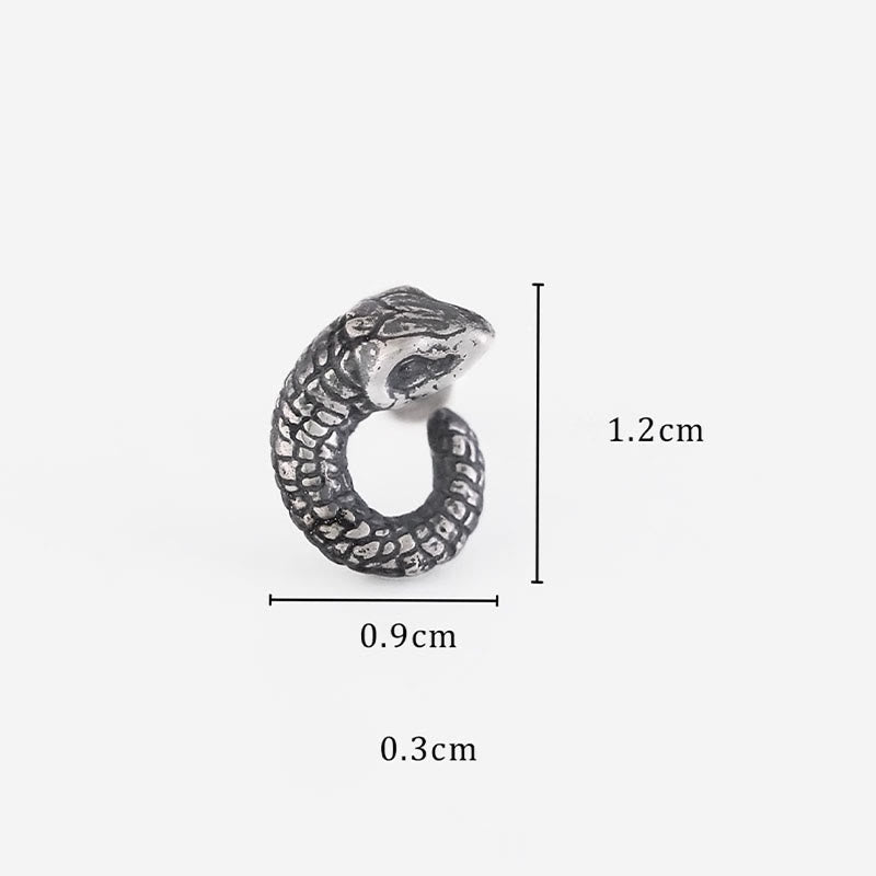 KarmaRipple's 999 Sterling Silver Snake Texture Year Of The Snake Protection Balance Earrings p9