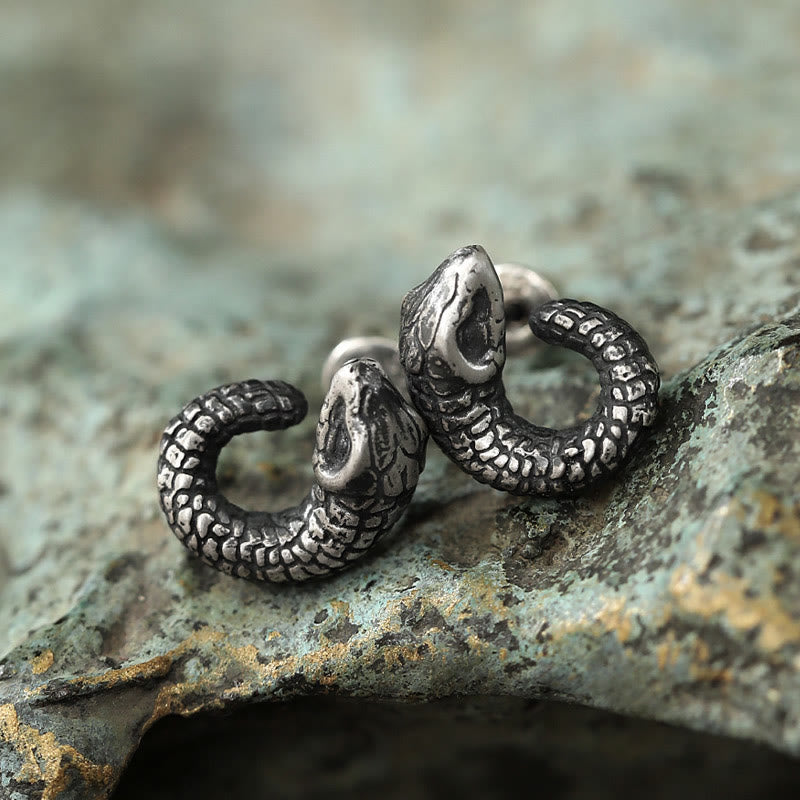 KarmaRipple's 999 Sterling Silver Snake Texture Year Of The Snake Protection Balance Earrings p15