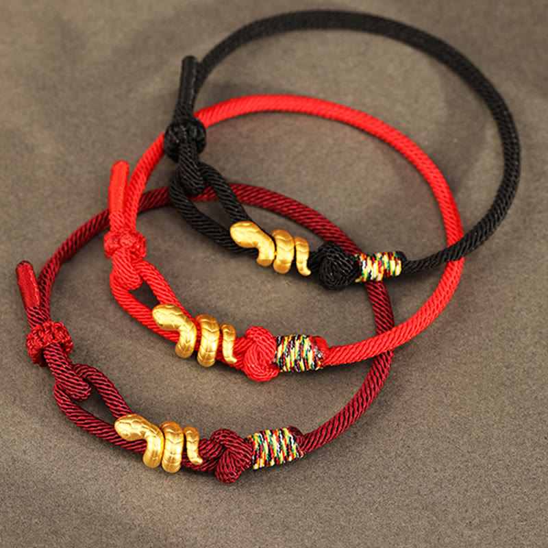 KarmaRipple's 999 Gold Year of the Snake Design Handmade Fortune Protection?Rope Woven Bracelet p4