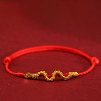 Bracelet de cheville tressé en or 999 de KarmaRipple, Année du Serpent, fait main, Fortune et Force ?