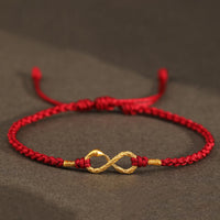 Bracelet de fortune fait main en or 999, tissage éternel et infini, année du serpent, de KarmaRipple