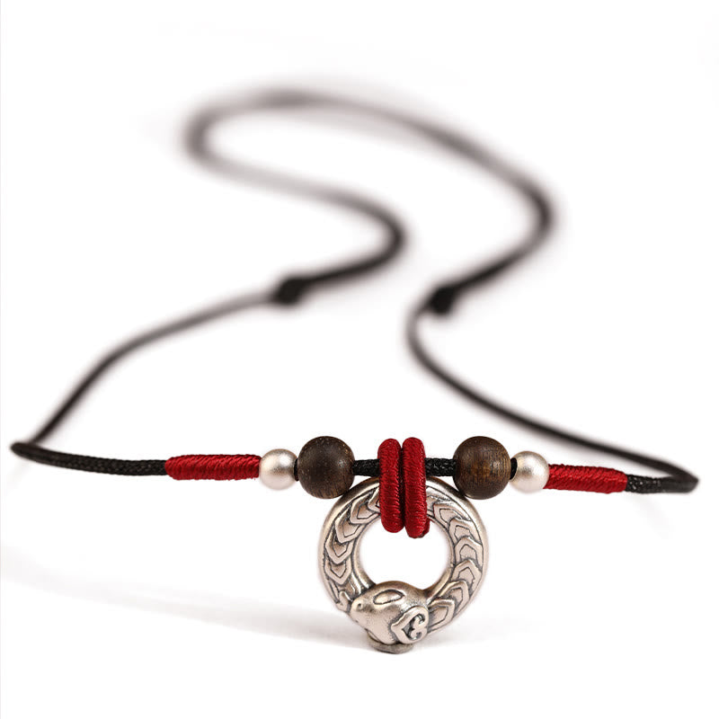 KarmaRipple's 999 Sterling Silver Year of the Snake Round Circle Agarwood Protection Pendant Necklace p14