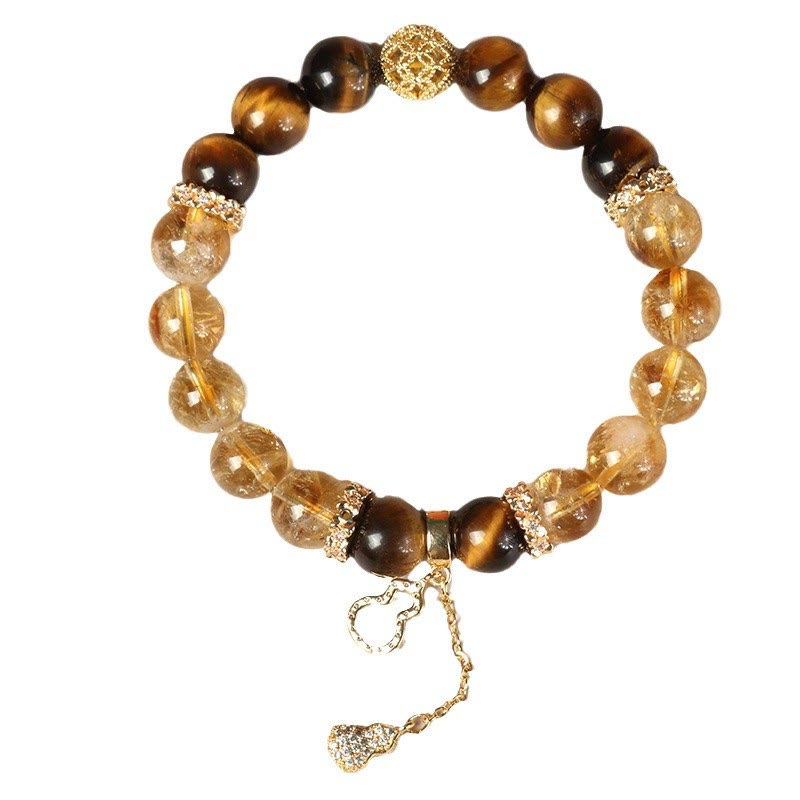 KarmaRipple's Authentic Tiger Eye Citrine Beadwork Fortune Gourd Strength Bracelet p14