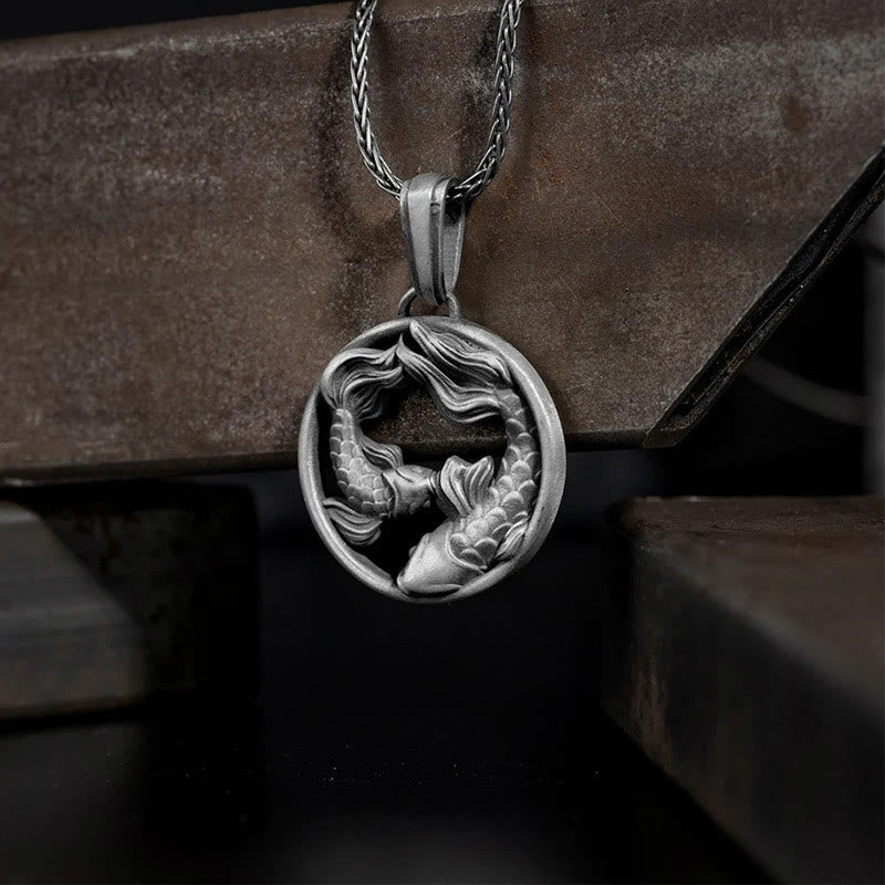 KarmaRipple's Pure Tin Pisces Double Koi Fish Wealth Pendant Necklace p6