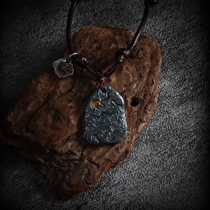 KarmaRipple's 999 Sterling Silver 24k Gold Auspicious Clouds Protection Pendant Necklace p2