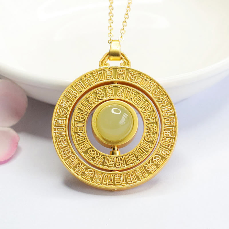 KarmaRipple's Hetian Jade Hundred Blessings Fu Character Fortune Rotatable Pendant Necklace p2