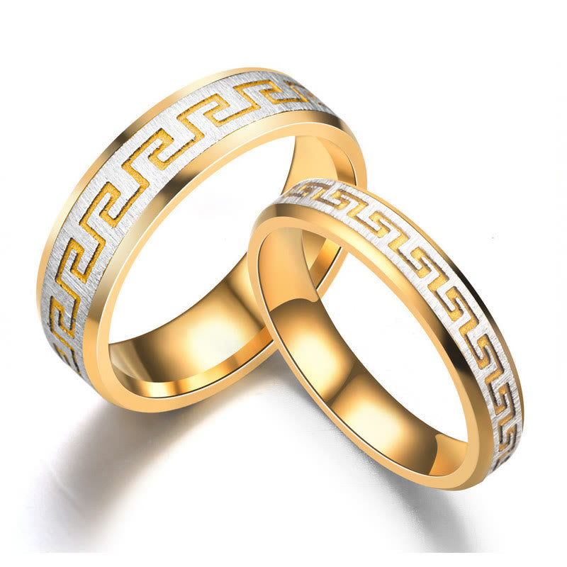 KarmaRipple's Tibetan Great Wall Pattern Titanium Steel Balance Ring p17