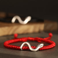 Bracelet Force Année du Serpent en Argent Sterling 999 Fil Rouge de KarmaRipple