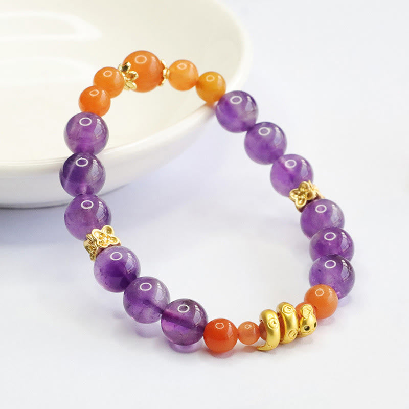 KarmaRipple's Amethyst Golden Silk Jade Year of the Snake Balance Bracelet p5