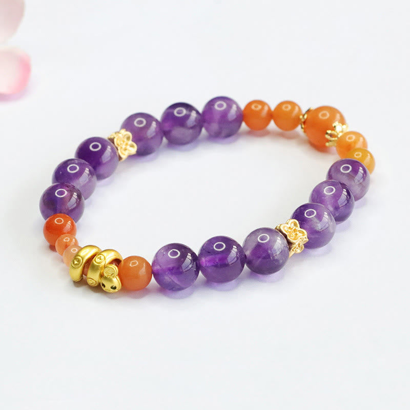 KarmaRipple's Amethyst Golden Silk Jade Year of the Snake Balance Bracelet p4