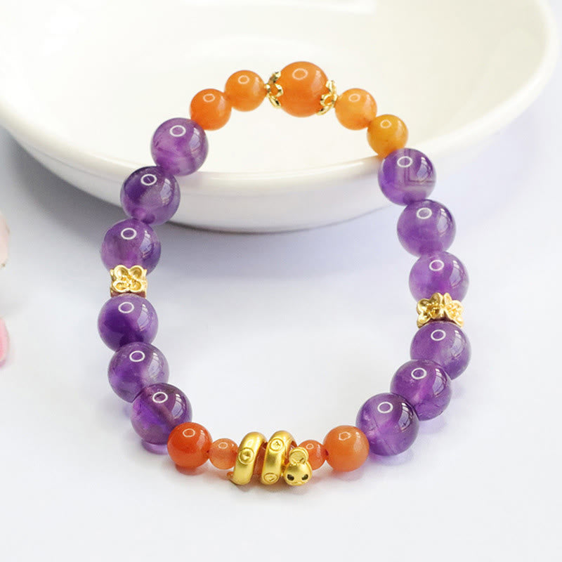 KarmaRipple's Amethyst Golden Silk Jade Year of the Snake Balance Bracelet p3